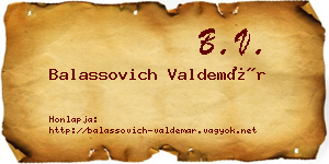Balassovich Valdemár névjegykártya